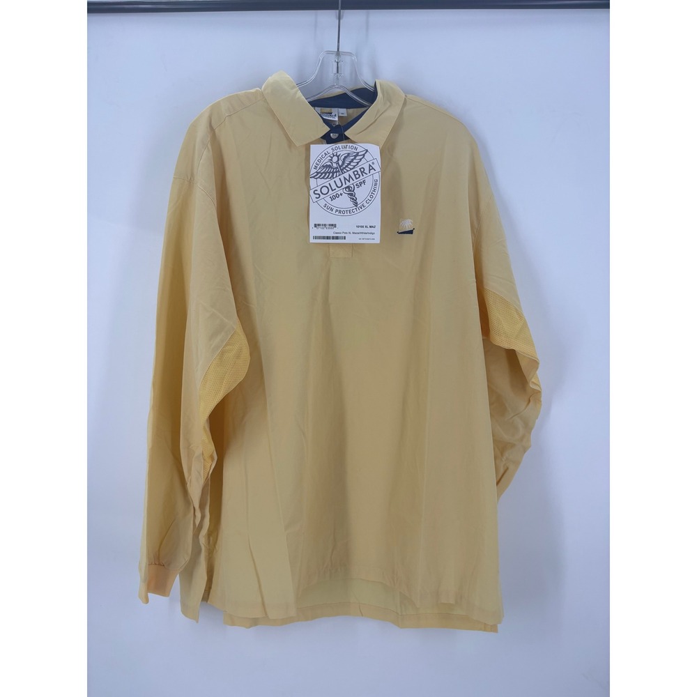 Solumbra Men's Classic Button Up Shirt Yellow XL Long Sleeve‎ Sun Protective